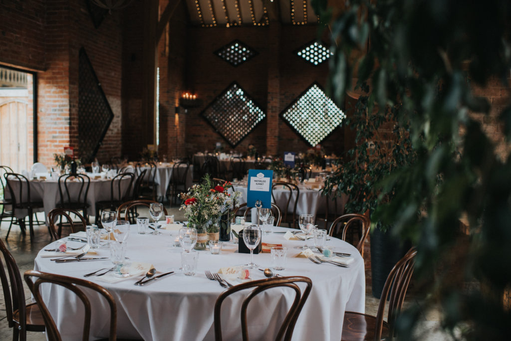 table layout of vintage wedding in Warwickshire 